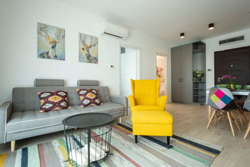 Inchiriere apartament doua camere cu gradina, bloc nou Pipera 